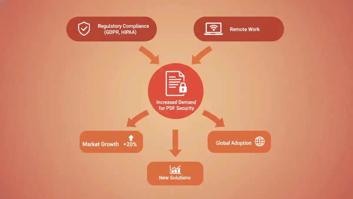 Infographic showing the key drivers of the PDF password protection software market.