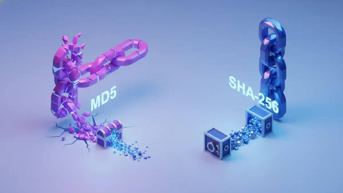 pdf password security - Comparison of a weak MD5 hash versus a strong SHA-256 hash for secure password storage.