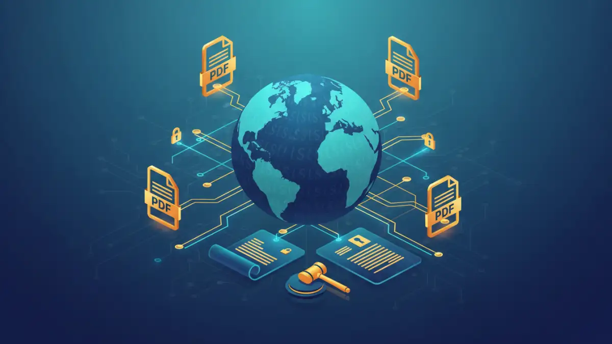 pdf security data transfer - Illustration of international data transfer laws impacting PDF security and global compliance