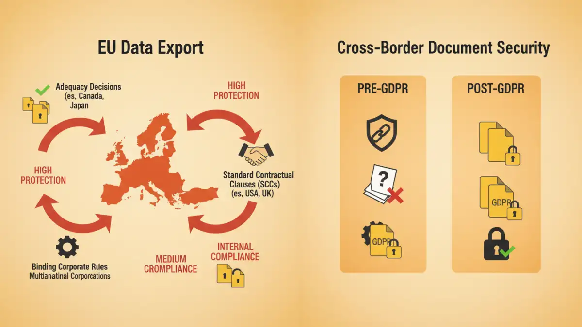 pdf security data transfer - Infographic explaining GDPR's effect on cross-border PDF security and compliance