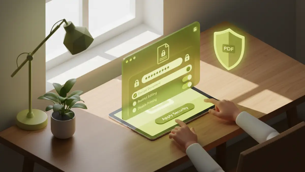 pdf security risk - User applying strong password protection to a PDF document