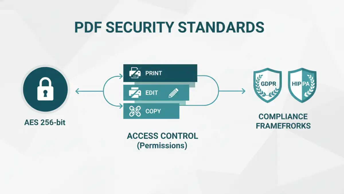 Infographic explaining PDF security standards and features