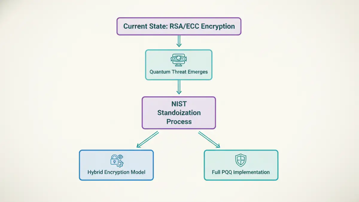 post quantum file encryption post quantum file encryption - Flowchart showing the migration path to post-quantum cryptography standards.