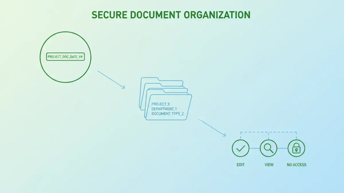 protected office documents Infographic detailing steps for organizing protected office documents.