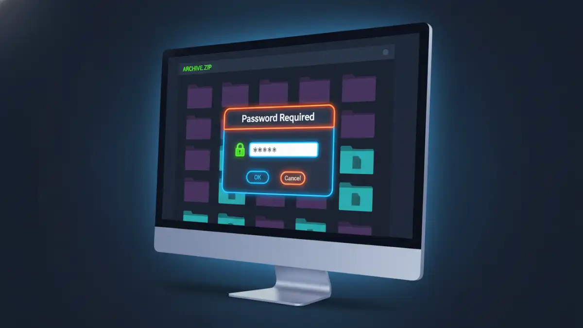 reassemble password protected files reassemble password protected files - Password prompt dialog in archiving software for password protected files