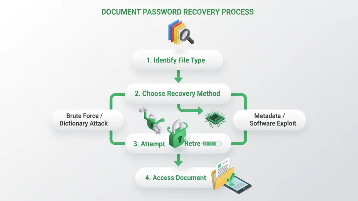 recover document password recover document password - Infographic detailing the steps for recovering a forgotten document password