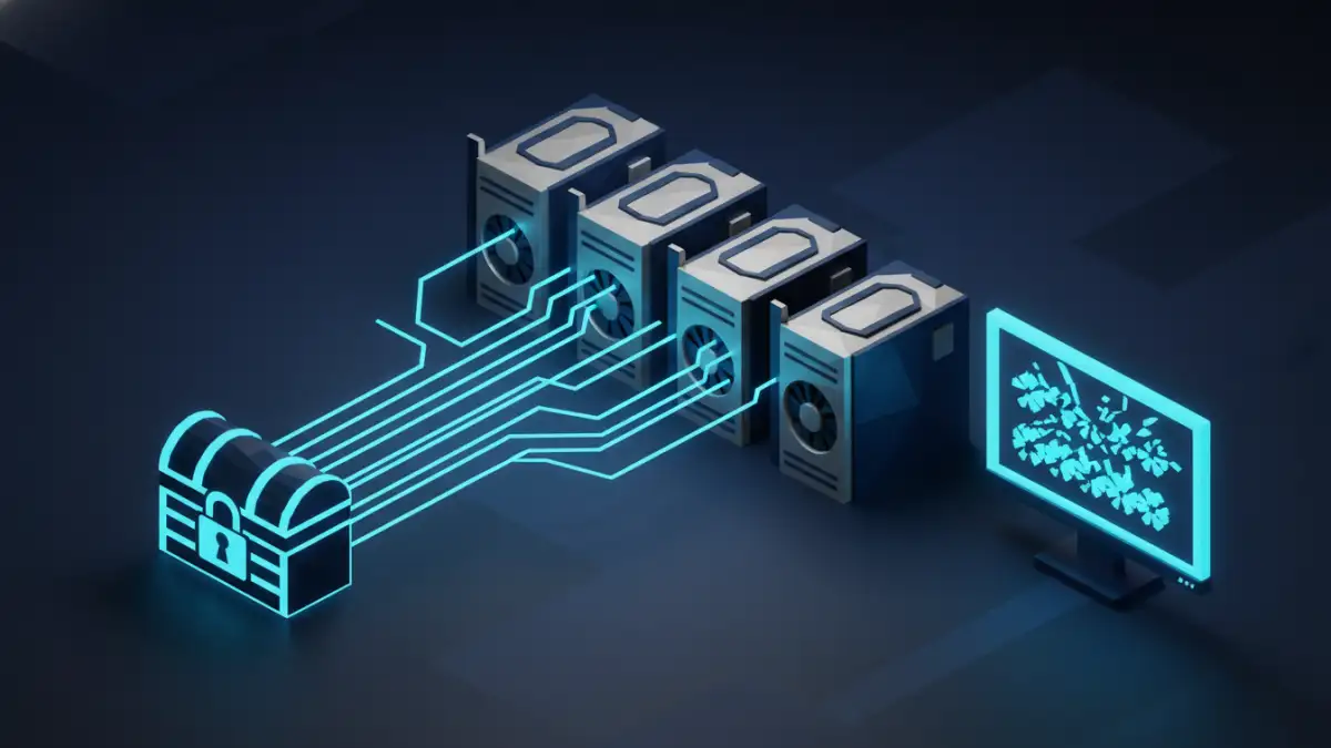 recover encrypted file password - An illustration of multiple GPUs working in parallel to accelerate complex password cracking.
