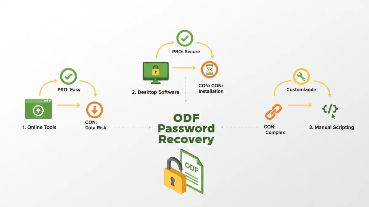 recover open document password - Visual guide comparing different methods for recovering OpenDocument passwords