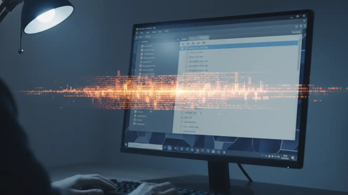 remove encrypted file password - Computer screen showing a password-protected file and a visualization of a brute-force attack