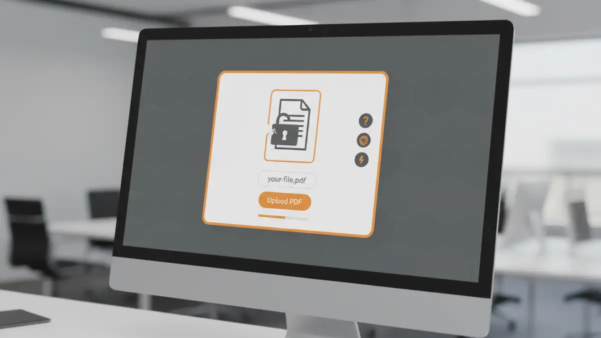 remove password from pdf - A mockup of an online tool interface for unlocking PDF files, highlighting the privacy considerations.