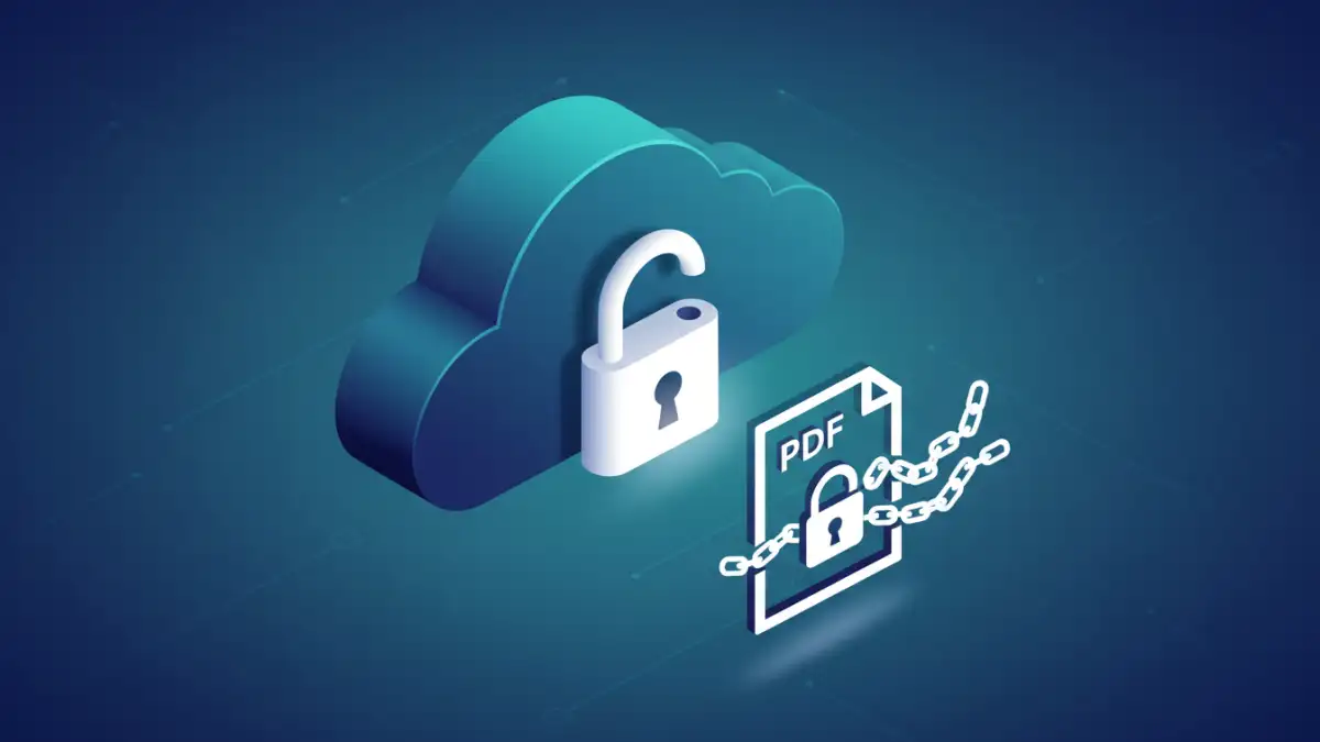 remove pdf password cloud - Securely remove PDF password from cloud storage illustration