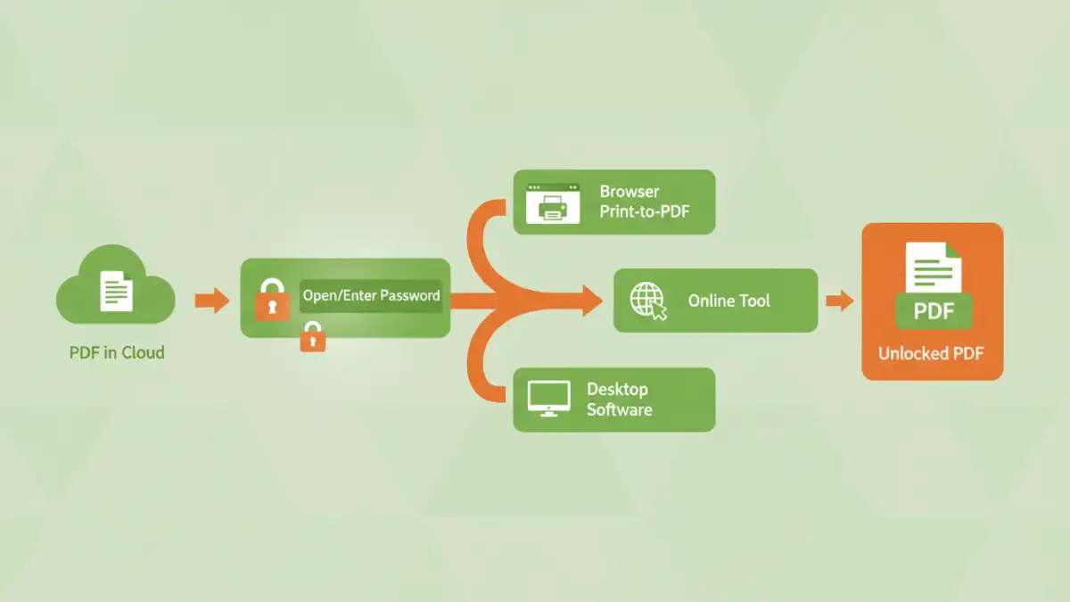 remove pdf password cloud - Infographic explaining methods to remove PDF password from cloud storage
