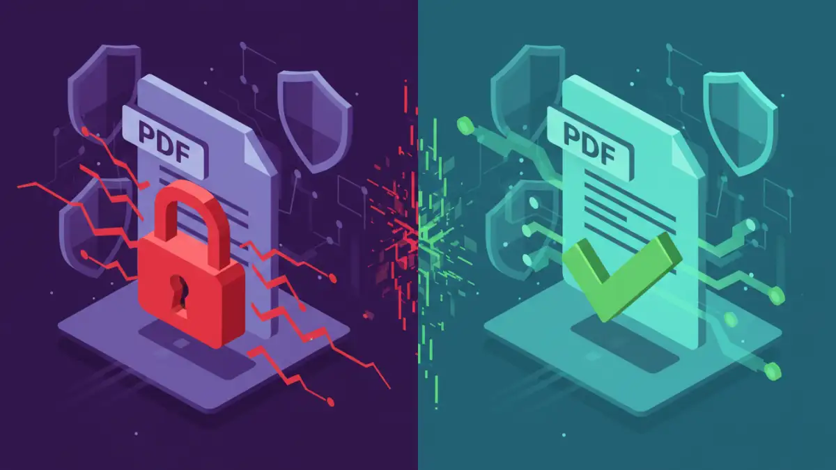 remove pdf password - Visual comparison of locked versus unlocked PDF files with security elements