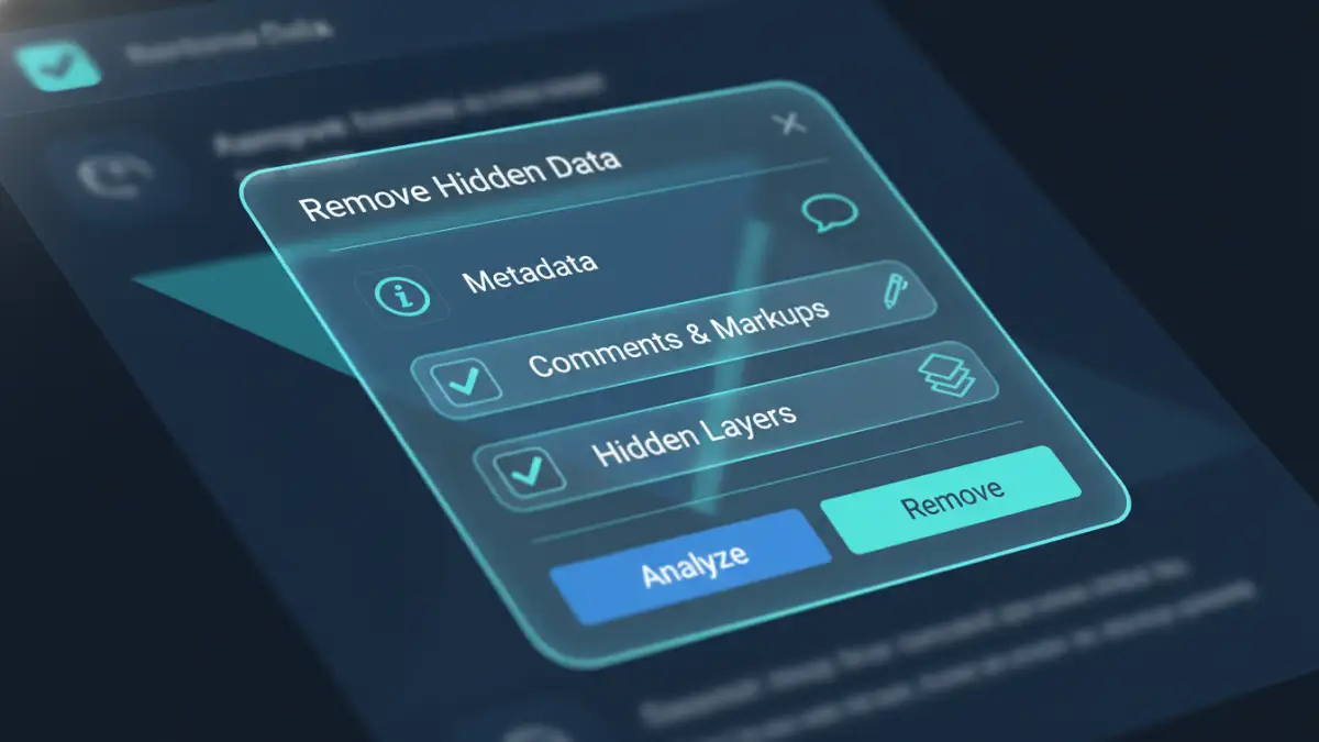 remove pdf security data - Using a software tool to select and remove specific hidden data from a PDF.
