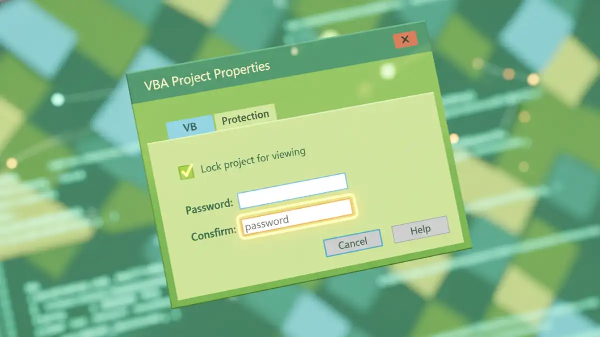 remove vba password - A close-up view of setting a new password in the VBA editor to secure a project.