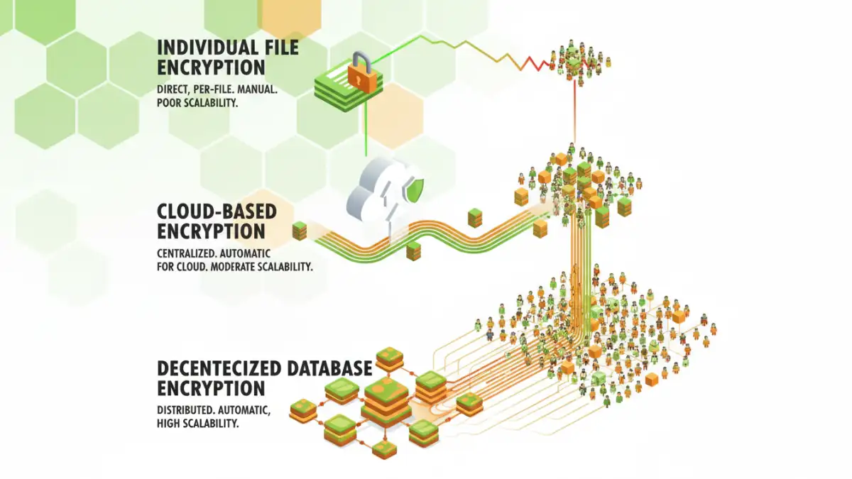 scalable document encryption - Infographic comparing scalability of various document encryption methods for businesses