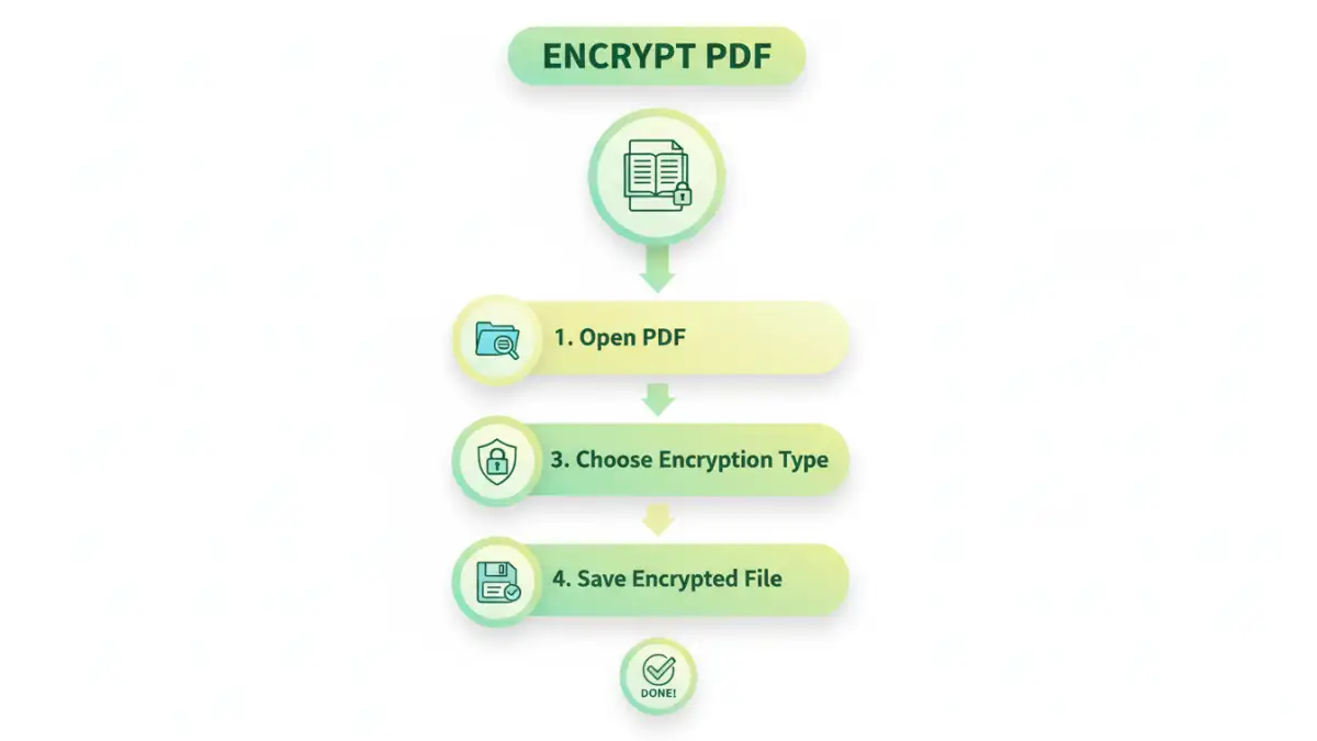 secure birth certificate pdf secure birth certificate pdf - Infographic showing step-by-step process of PDF encryption