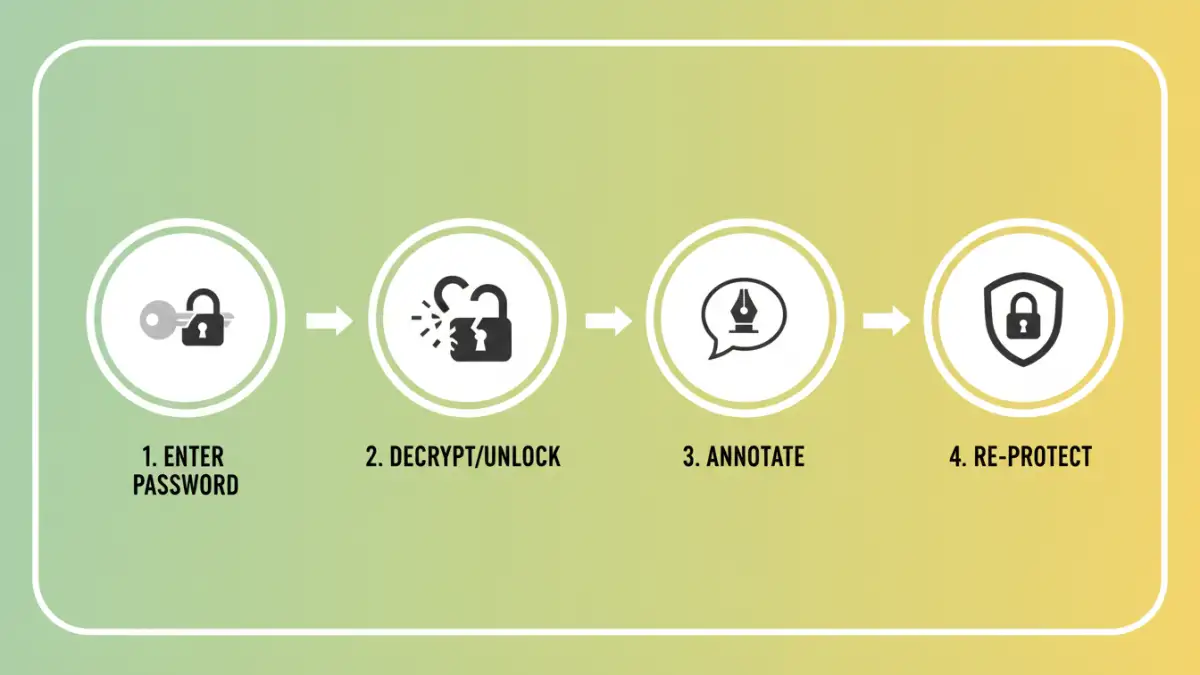 secure comments password pdf secure comments password pdf - Infographic showing steps to add comments to password protected PDFs