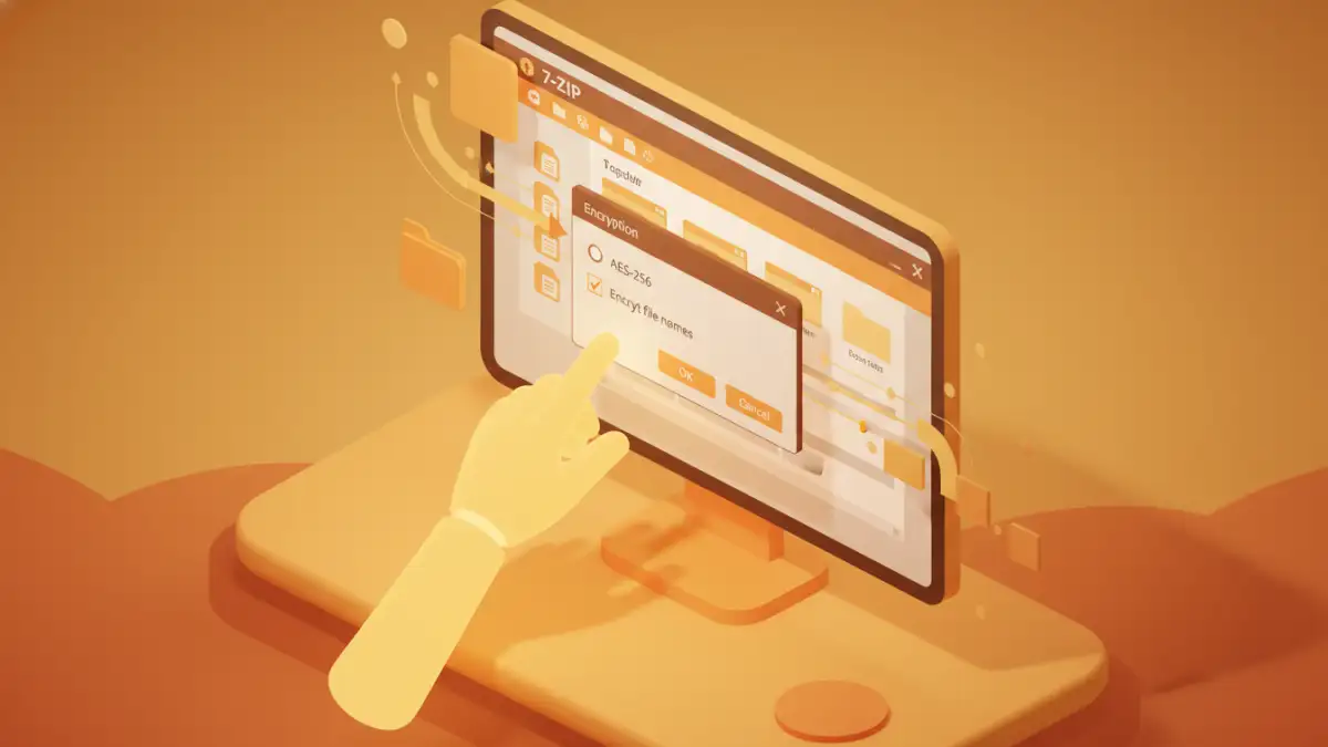 secure document archiving formats - A user selecting AES-256 and header encryption in 7-Zip for maximum security