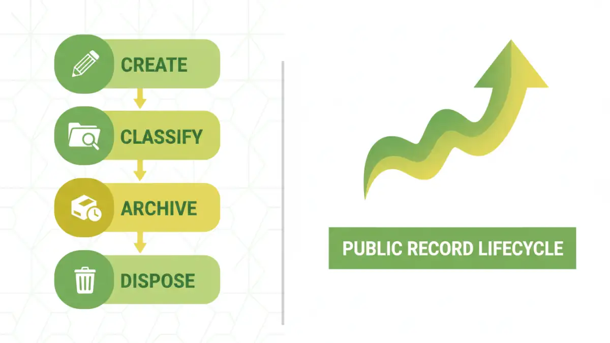 secure document archiving - Infographic showing the four stages of public records management.