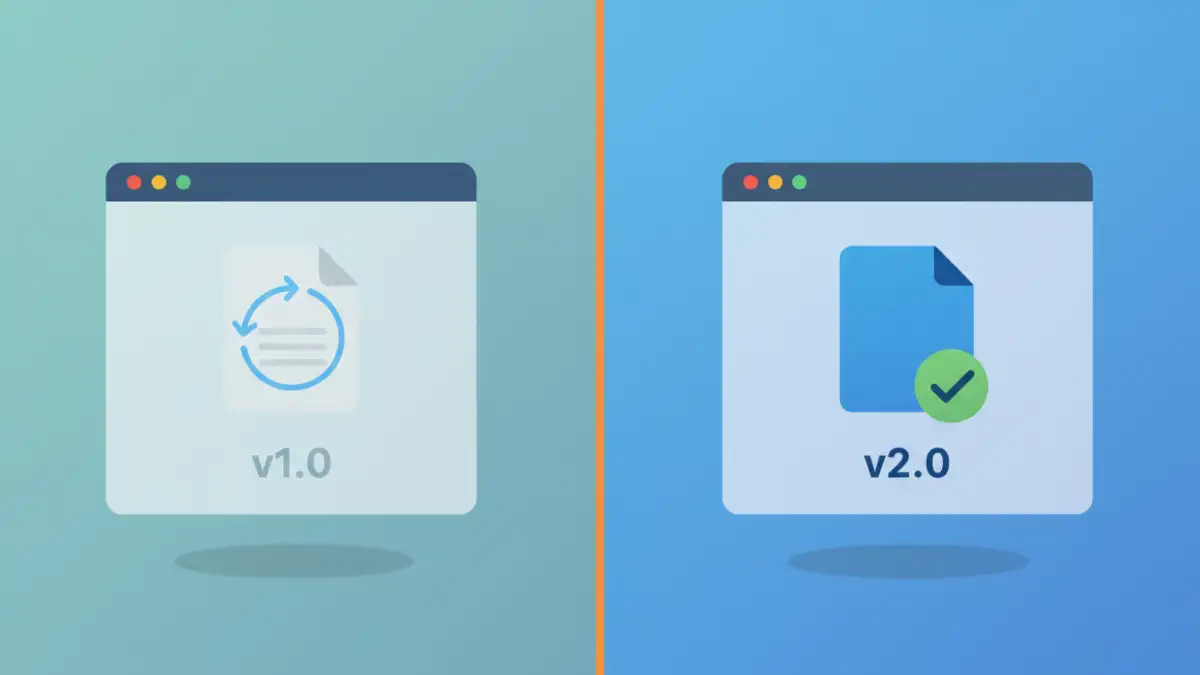 secure document cache - An illustration showing the difference between an old, cached secure document and the updated version.