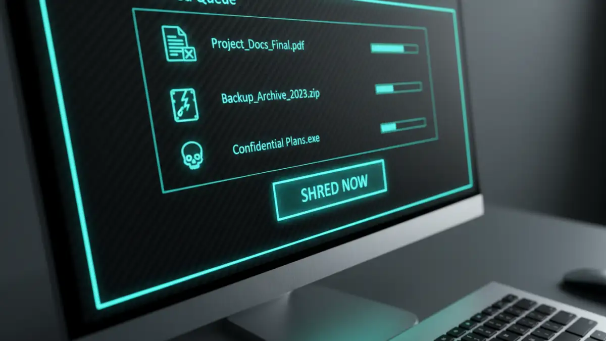 secure document deletion - A close-up view of a file shredder software interface showing files ready for permanent deletion.