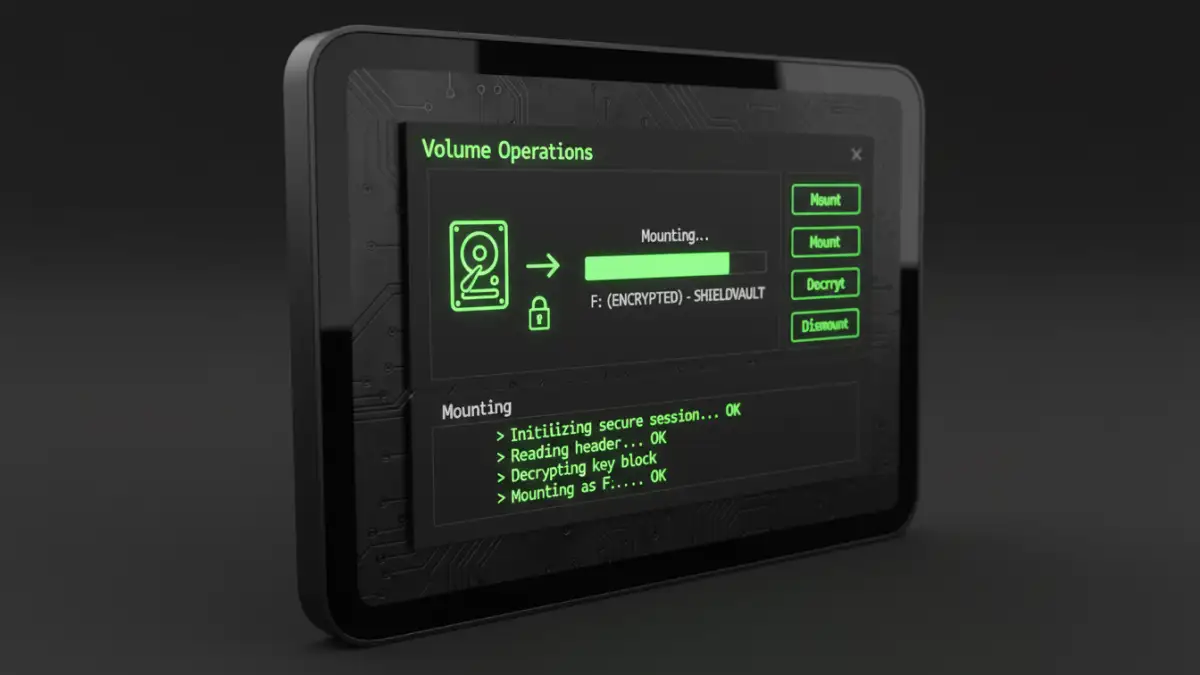 secure document management - An example of using a third-party tool to create an encrypted digital volume.
