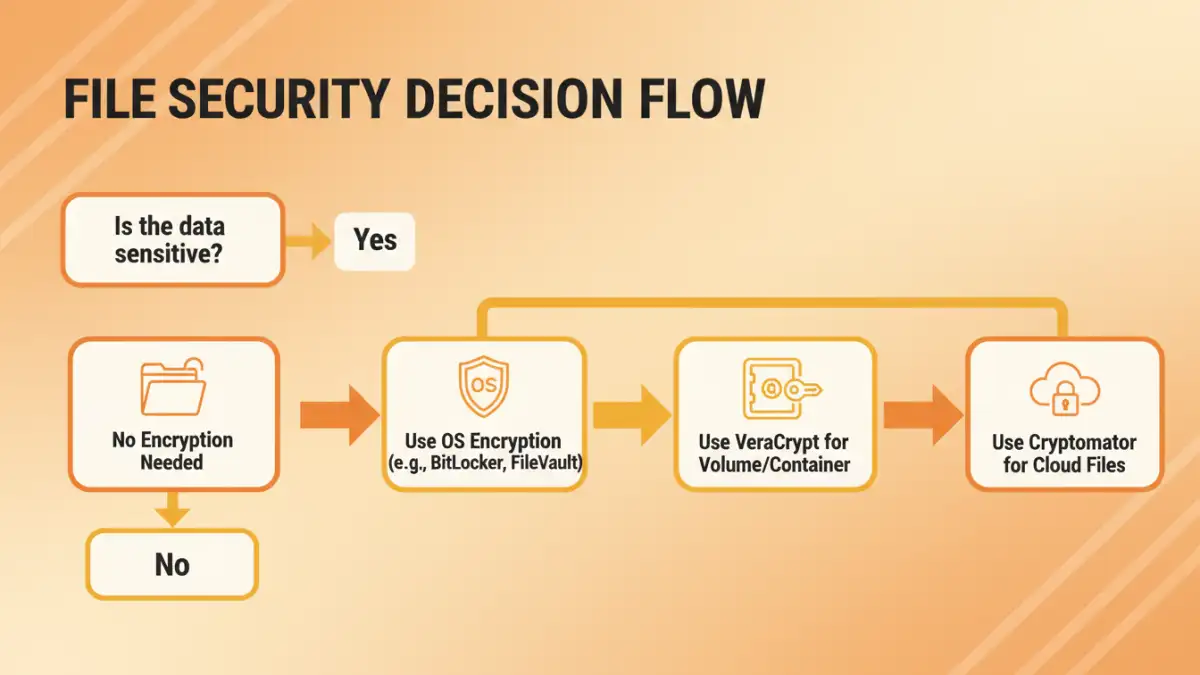 secure document management - A flowchart showing how to choose the right encryption method for your files.