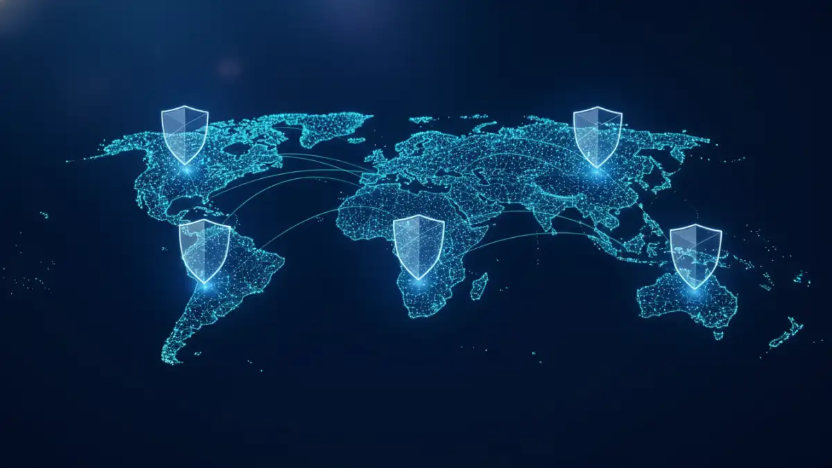 A global map illustrating the interconnected secure document management market across different regions.