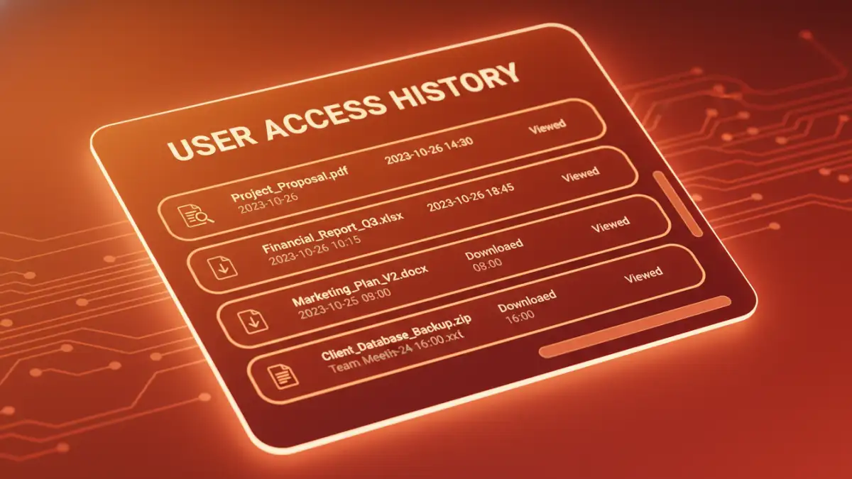 secure document portfolio - A detailed view of a user's access history for sensitive documents.