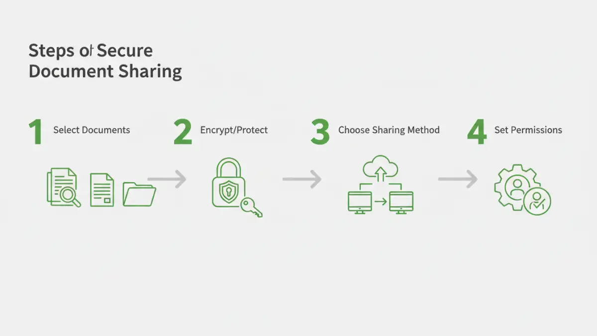 secure document portfolio sharing - Infographic detailing the steps for secure document sharing