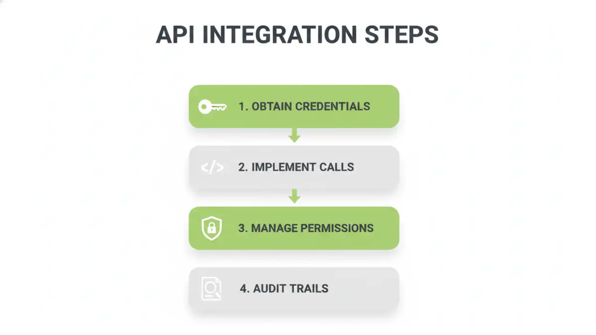 secure document sharing api Infographic illustrating the steps for secure document sharing API integration