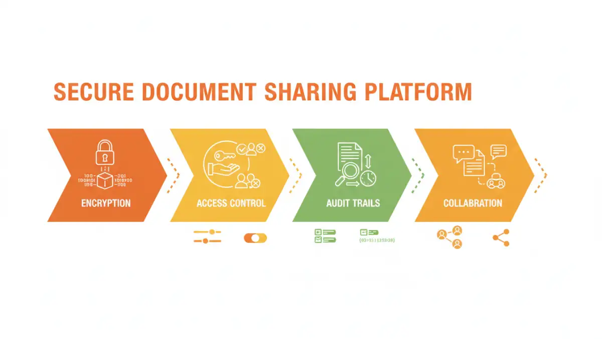 Infographic detailing the core features of secure document sharing platforms