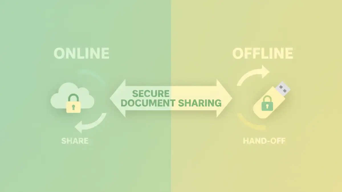 secure document sharing secure document sharing - Infographic comparing online cloud sharing with offline USB transfer for secure documents