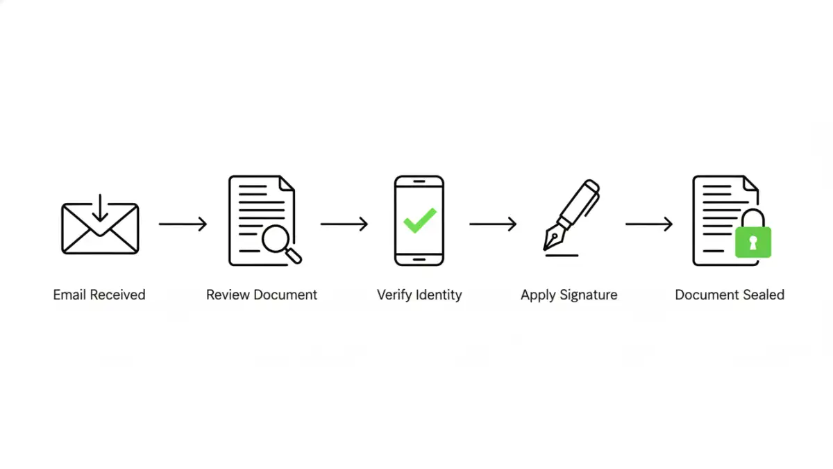 A flowchart showing the steps involved in a secure document signing process.
