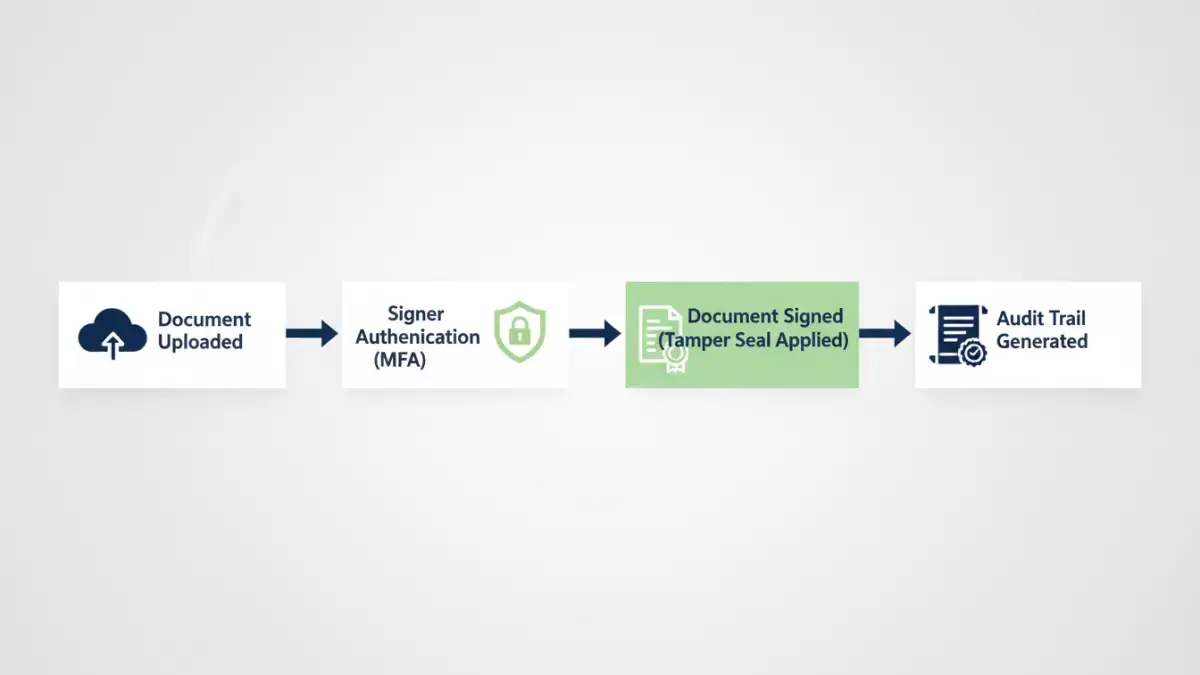 secure document signing secure document signing - Infographic showing the steps involved in a secure e-signature workflow