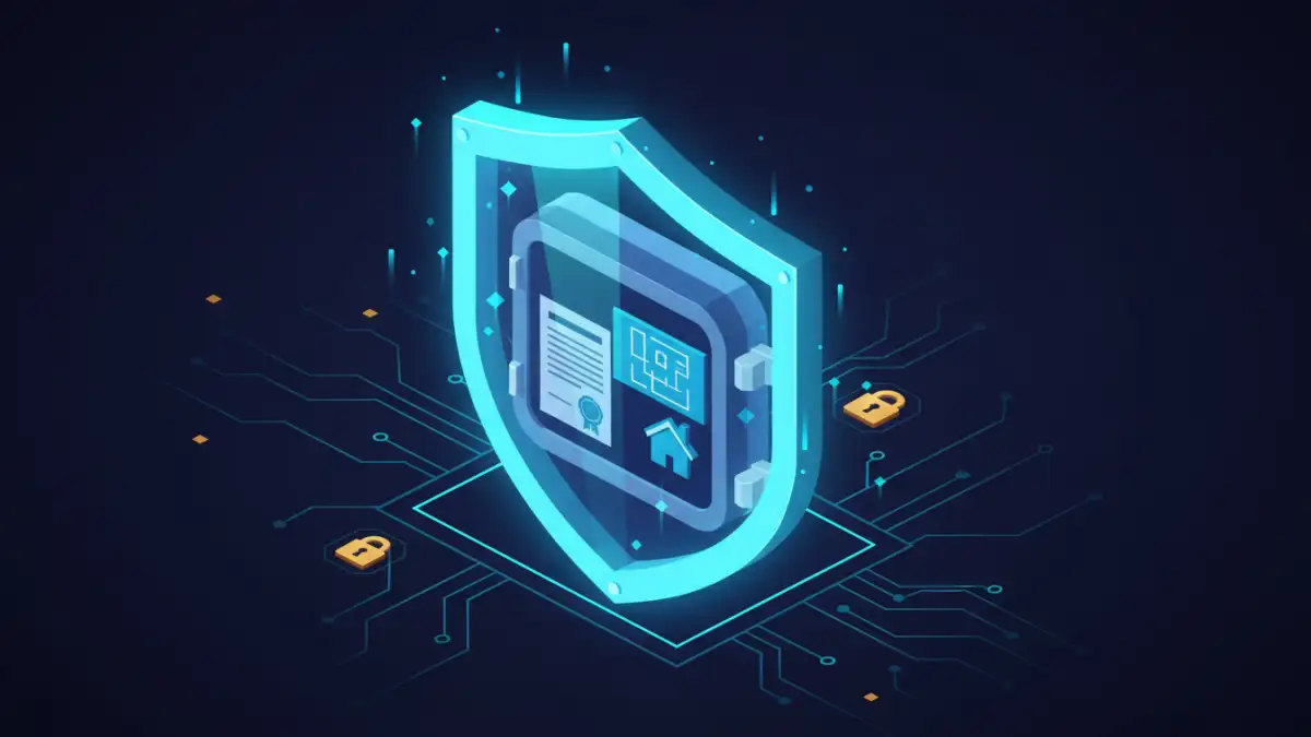 A secure document vault protecting real estate contracts from digital threats.