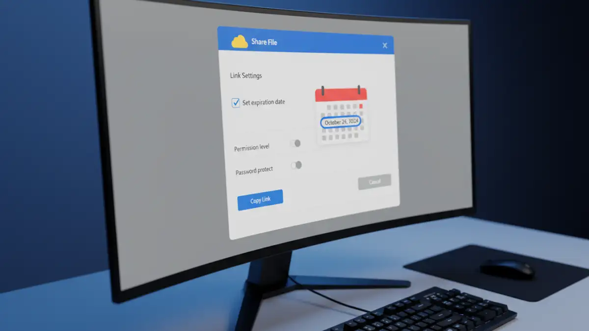 secure documents access link secure documents access link - A screenshot demonstrating how to set an expiration date on a shared file link