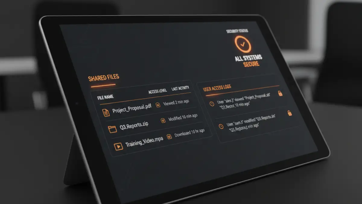 secure file sharing enterprise secure file sharing enterprise - A screenshot of a client portal security dashboard showing user permissions and activity logs.