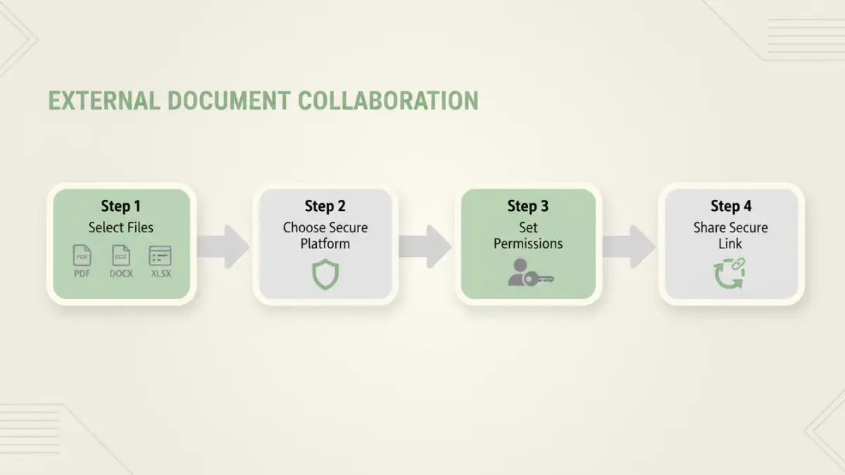 secure file sharing enterprise secure file sharing enterprise - Infographic showing the four steps of secure external document collaboration.