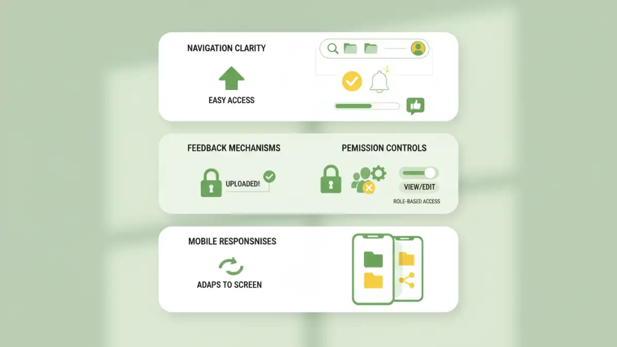 secure file sharing Infographic detailing essential UI design elements for effective secure file sharing.