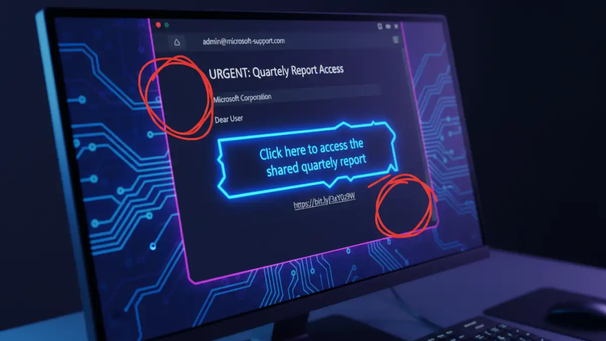 secure file sharing training secure file sharing training - Example of a phishing simulation email used in employee data security training.