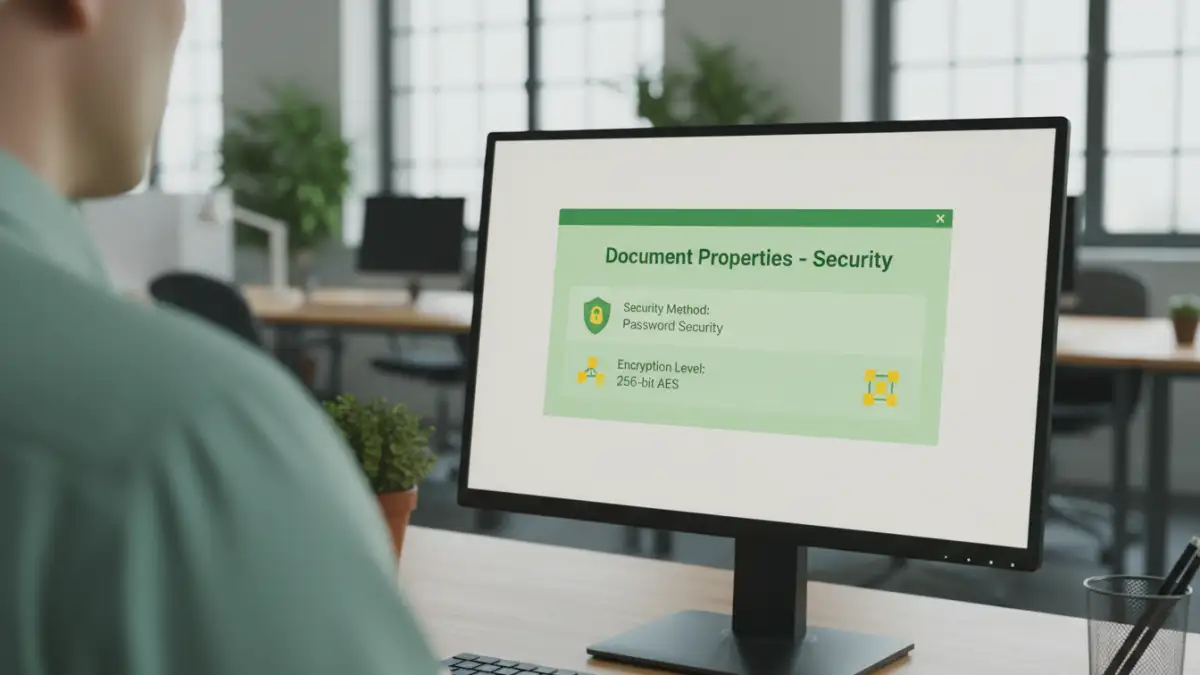 secure law enforcement pdfs - A close-up of PDF security settings showing 256-bit AES encryption for a police report.