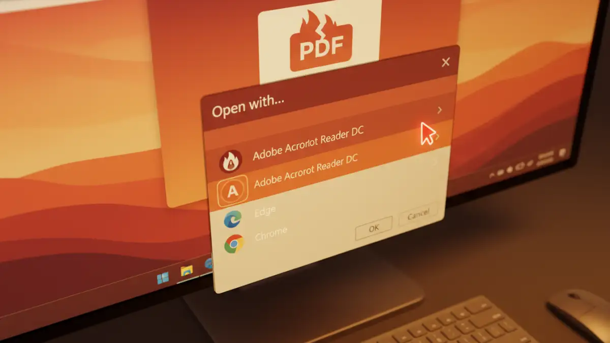 secure pdf error browser - A user right-clicking a downloaded PDF file and selecting 'Open with Adobe Acrobat Reader'.