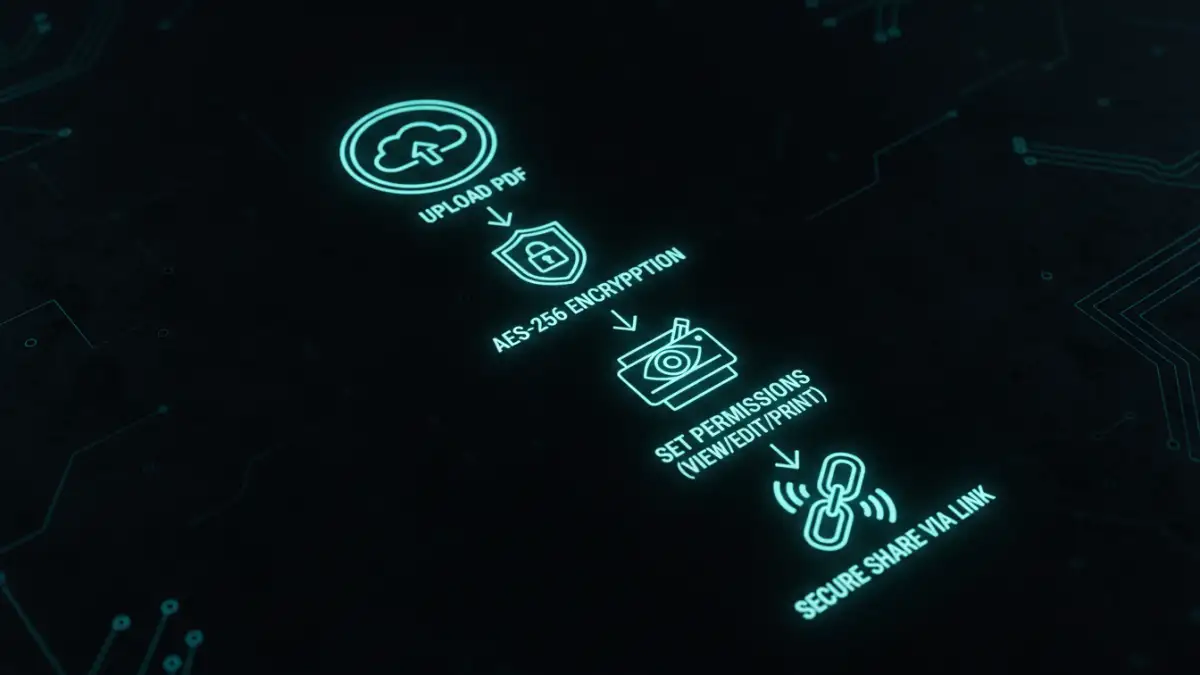 Infographic showing the workflow of the new secure PDF management app.