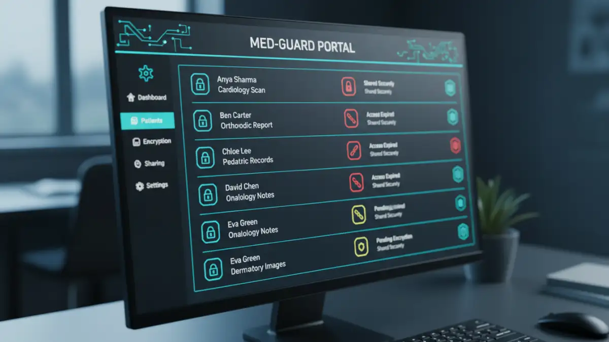 secure pdf sharing - A secure portal interface for managing and tracking shared medical files.