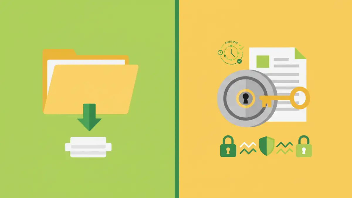 Comparing basic file sharing with advanced features of secure PDF sharing software.