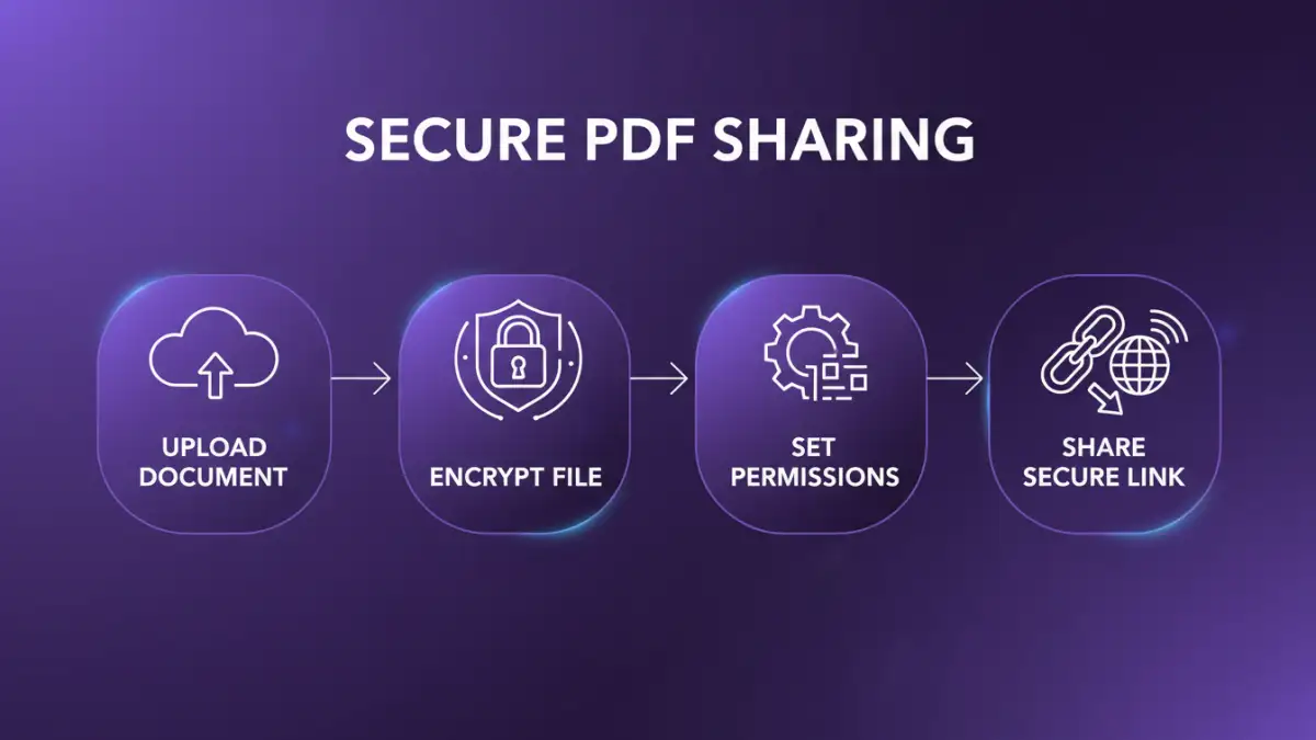 Infographic illustrating the secure PDF sharing software process and its key steps.