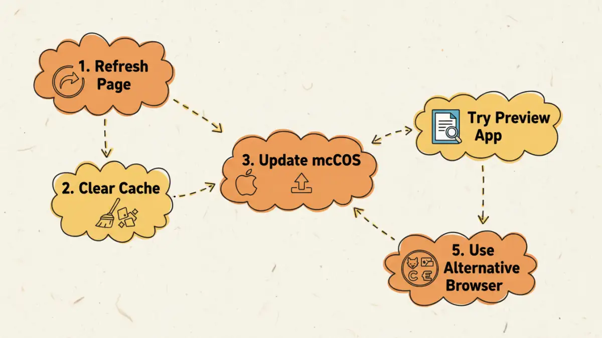 secure pdfs in safari - An infographic detailing the steps to fix the Safari blank PDF issue.