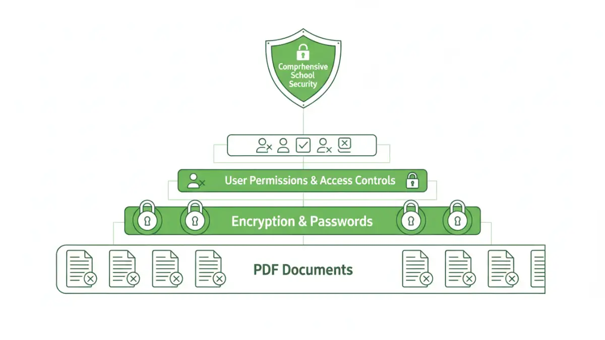 secure student records - Infographic showing layered security for student records